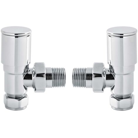 Hudson Reed Minimalist Angled Radiator Valves Pair 82mm High- Chrome