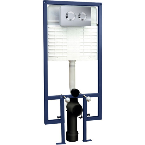 Hudson Reed Wall Hung Toilet Frame 1136mm-1336mm H with Dual Flush Concealed Cistern - Round Plate (1/3)