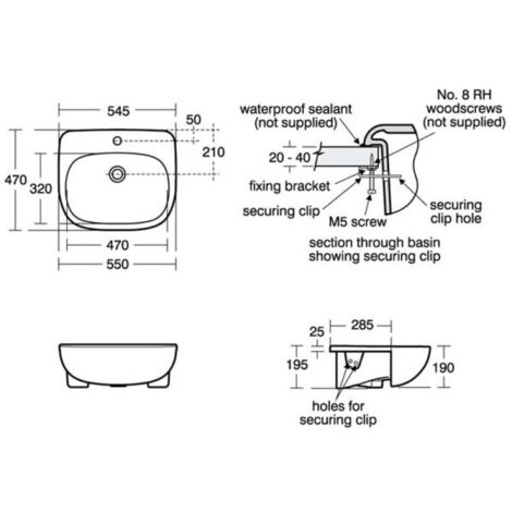 Ideal Standard Jasper Morrison Semi Countertop Basin 550mm Wide 1 Tap Hole