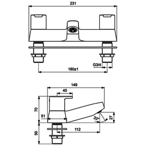 Ideal Standard Calista Dual Control Bath Filler Tap - Chrome