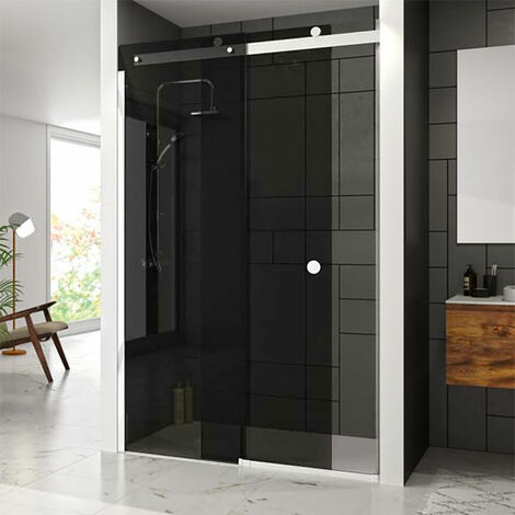 Merlyn 10 Series Sliding Shower Door 1200mm Wide Left Handed - Smoked Black Glass