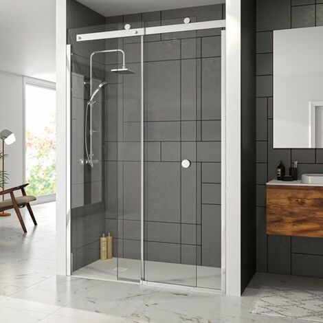 Merlyn 10 Series LH Sliding Shower Door with Tray 1700mm Wide - 10mm Clear Glass