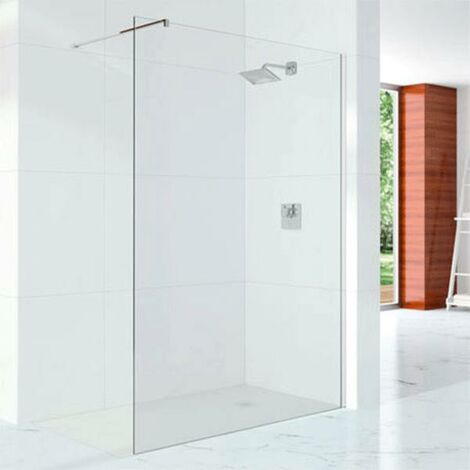 Merlyn 10 Series Wet Room Glass Panel with Wall Profile and Stabilising Bar - 1000mm Wide - 10mm Glass