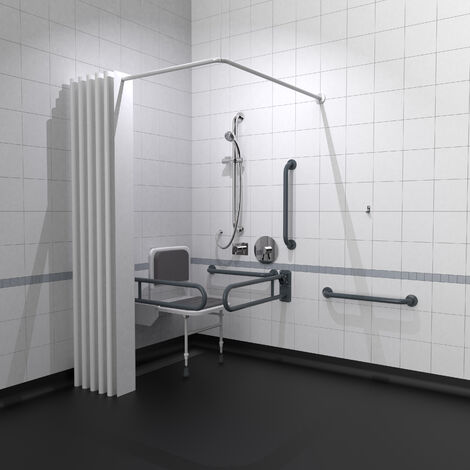 Nymas NymaPRO Doc M Shower Pack White with Concealed Valves and Dark Grey Rails