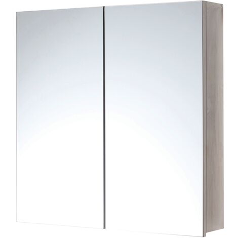 Orbit 2-Door Mirrored Bathroom Cabinet 600mm H x 600mm W - Stainless Steel