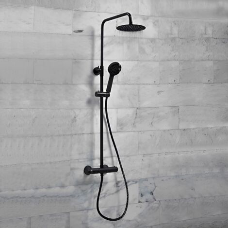 Orbit Noire Middleton Thermostatic Bar Shower Mixer with Shower Kit and Fixed Head - Matt Black (1/3)