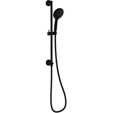 RAK Black Round 3 Function Head Slide Rail Kit with Integral Wall Outlet - RAKSHW1011B (1/2)