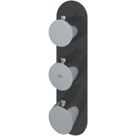 RAK Feeling Thermostatic Round Dual Outlet Concealed Shower Valve - Black