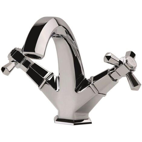 RAK Washington Basin Mixer Sink Tap Mono Traditional Bathroom Chrome Cross Head