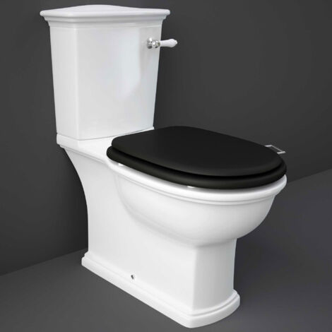 RAK Washington Close Coupled Toilet with Horizontal Outlet & Lever Cistern - Black Seat (1/4)