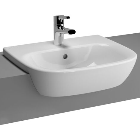 Vitra Zentrum Semi Recessed Washbasin 500mm Wide 1 Tap Hole (1/5)