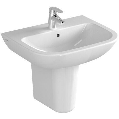 Vitra S20 Cloakroom Basin and Large Semi Pedestal 500mm Wide 1 Tap Hole (1/5)