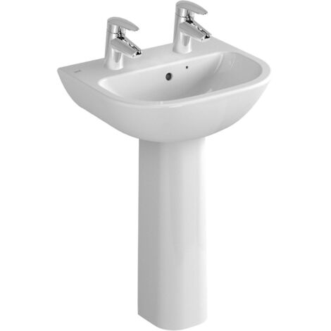 Vitra S20 Cloakroom Basin and Full Pedestal 450mm Wide 2 Tap Hole (1/4)