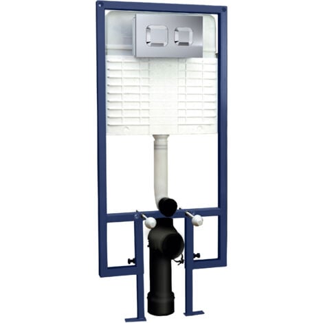 Hudson Reed Wall Hung Toilet Frame 1136mm-1336mm H with Dual Flush Concealed Cistern - Square Plate