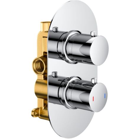 RAK Thermostatic Round 1 Outlet Concealed Shower Valve Dual Handle - Chrome (1/2)