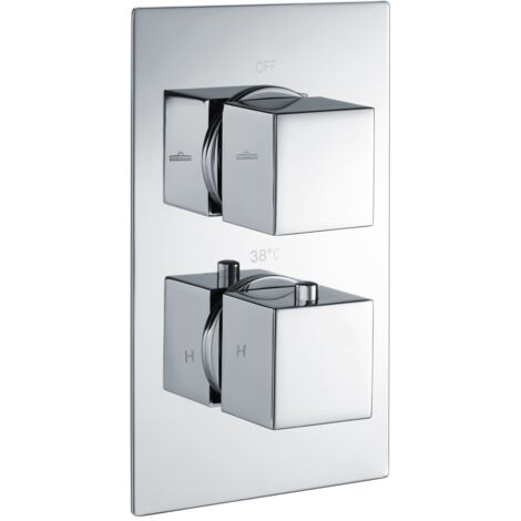 RAK Thermostatic Square 2 Outlet Concealed Shower Valve Dual Handle - Chrome (1/2)