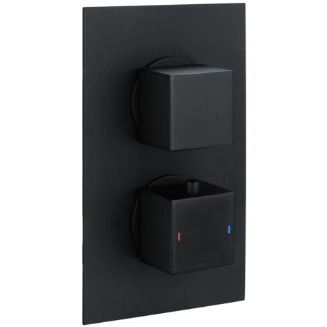 RAK Thermostatic Square 2 Outlet Concealed Shower Valve Dual Handle - Black (1/2)