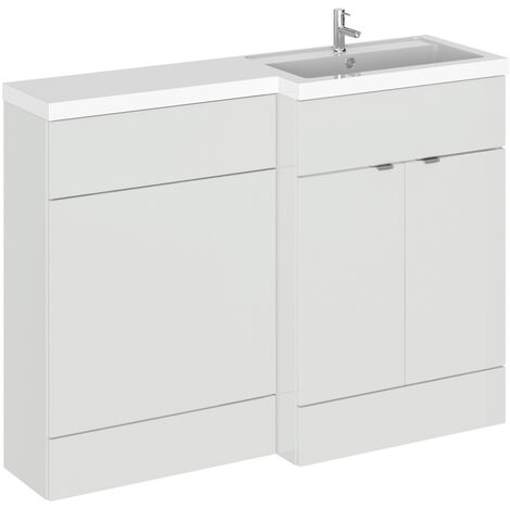 Hudson Reed Fusion RH Combination Unit with 600mm WC Unit - 1200mm Wide - Gloss Grey Mist