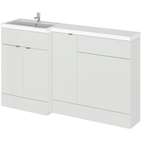 Hudson Reed Fusion LH Combination Unit with 600mm WC Unit - 1500mm Wide - Gloss Grey Mist