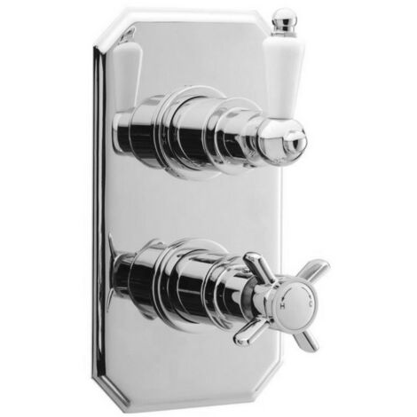 Nuie Edwardian Chrome Twin Concealed Shower Valve with Traditional Back Plate - A3033 (1/4)