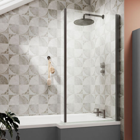 Square Fixed Bath Screen with Fixed Return - 6mm - V-NSBS27 (1/2)