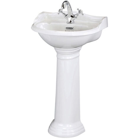 Bayswater Porchester Basin with Full Pedestal 500mm Wide 1 Tap Hole (1/5)
