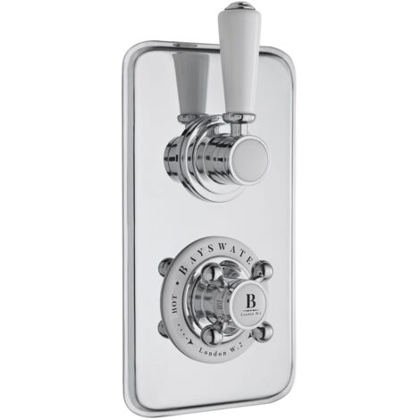 Bayswater Traditional Dual Concealed Shower Valve White/Chrome (1/2)