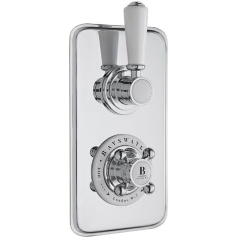 Bayswater Traditional Dual Concealed Shower Valve with Diverter White/Chrome (1/2)