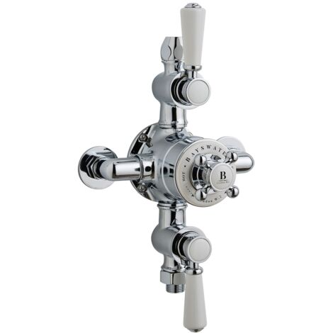 Bayswater Traditional Triple Exposed Shower Valve White/Chrome (1/2)