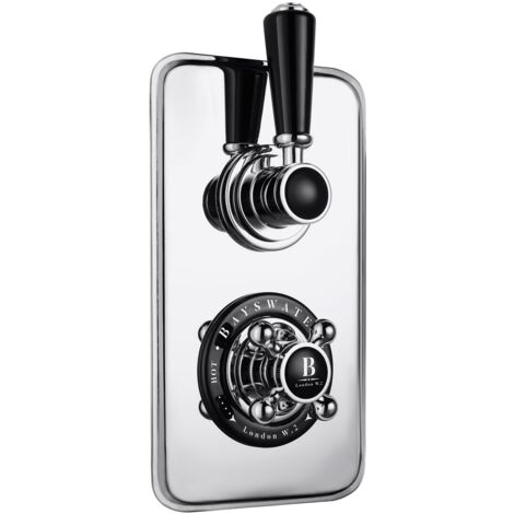 Bayswater Traditional Dual Concealed Shower Valve with Diverter Black/Chrome (1/2)