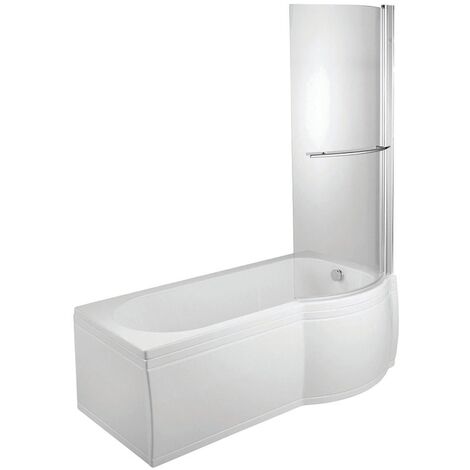 Verona Tungstenite P-Shaped Shower Bath with Panel Curved Screen 1700mm x 700/750mm Right Handed - Acrylic