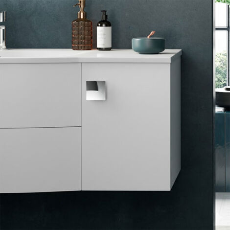 Hudson Reed Sarenna 1-Door Side Cabinet Unit 305mm Wide - Moon White (1/3)