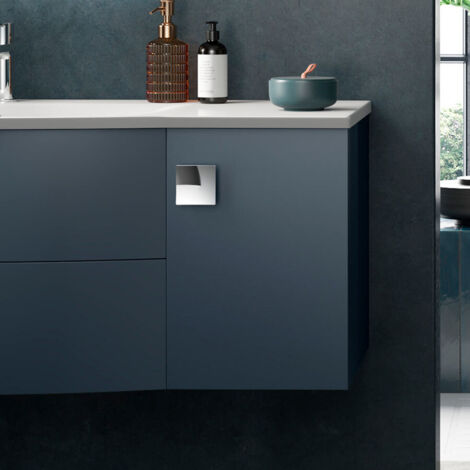 Hudson Reed Sarenna 1-Door Side Cabinet Unit 305mm Wide - Mineral Blue (1/3)