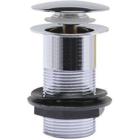 Nuie Easy-Clean Push Button Basin Waste Chrome - Unslotted (For Basins with No Overflow) (1/5)
