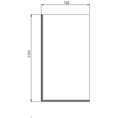 Signature Contract Square Hinged Bath Screen 1502mm H X 770-785mm W 