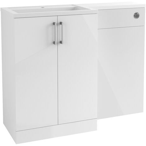 Signature Butler LH Combination Unit with Polymarble Basin 1100mm Wide - White Gloss