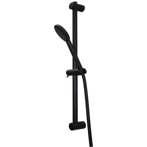 Vema Timea Round Shower Slide Rail Kit with Handset - Black (1/2)