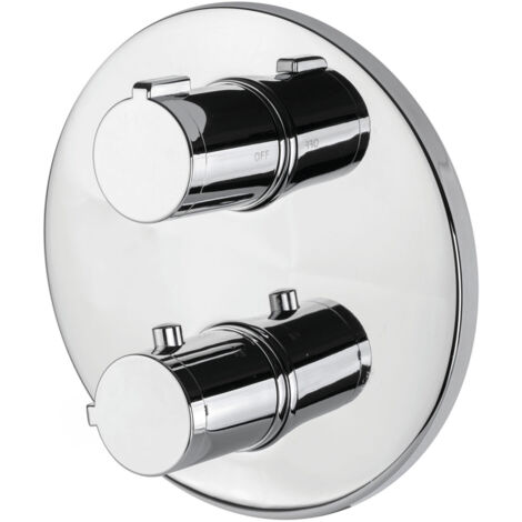 Vema Round Plate Thermostatic Concealed Shower Valve Dual Handle - Chrome