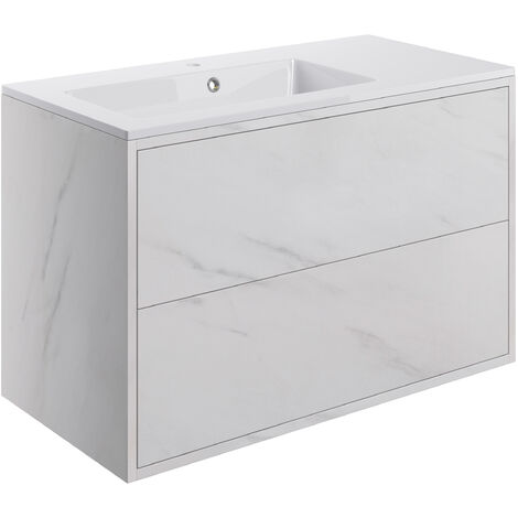 Signature Lund Wall Hung 2-Drawer Vanity Unit with Basin 900mm Wide - Marble