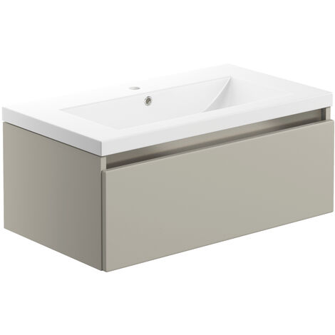 Signature Stockholm Wall Hung 1-Drawer Vanity Unit with Basin 815mm Wide - Latte