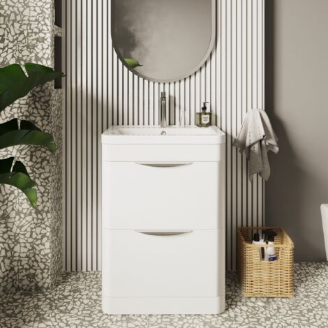 Nuie Parade Gloss White 600mm 2 Drawer Vanity Unit and Ceramic Basin - FPA001A (1/5)