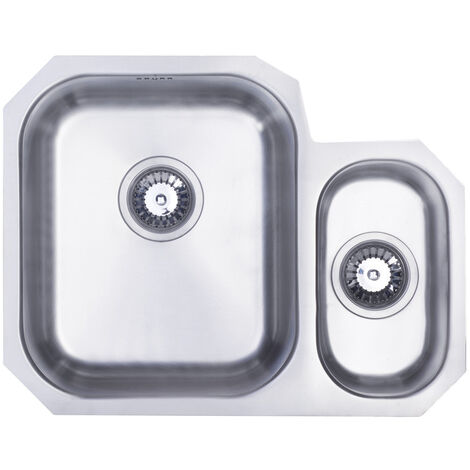 Signature Prima 1.5 Bowl Undermount Kitchen Sink LH with Waste Kit 594mm L x 460mm W - Stainless Steel
