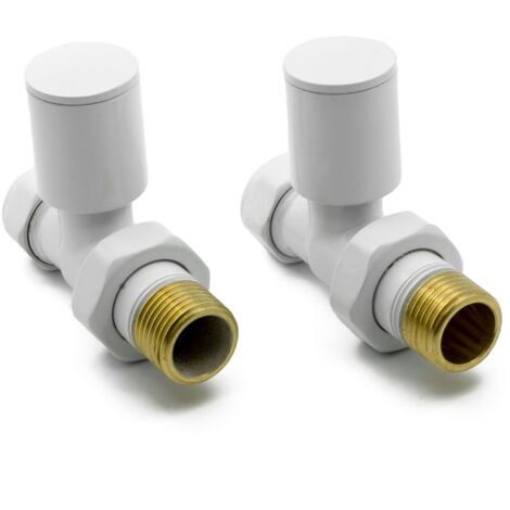 Reina Portland Straight Radiator Valves Pair 15mm - White