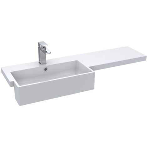 Hudson Reed Fusion LH Combination Unit with Square Semi Recessed Basin 1100mm Wide - Gloss Grey
