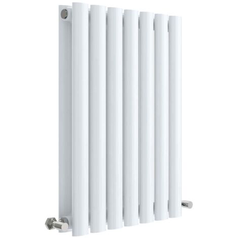 Hudson Reed Revive Double Designer Horizontal Radiator 600mm H x 412mm W - High Gloss White