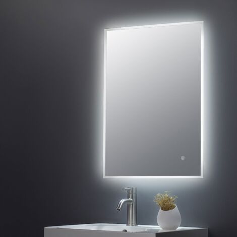 Hudson Reed Leva Ambient LED Touch Sensor Rectangular Bathroom Mirror 700mm H x 500mm W