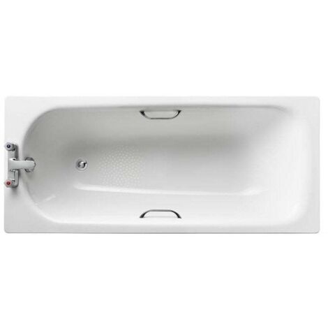 Armitage Shanks Sandringham 21 Rectangular Steel Bath with Grips 1600mm x 700mm - 2 Tap Hole (inc Leg Set)