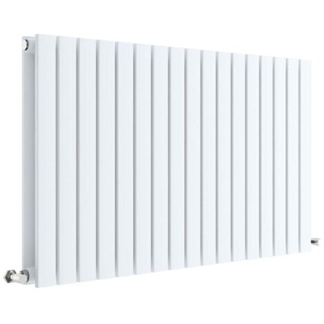 Hudson Reed Sloane double designer horizontal radiator 600mm H x 992mm W – Steel construction – Satin white finish – 1031W output – Aspire (1/5)