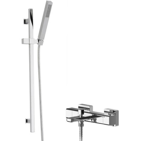 Hudson Reed Windon Thermostatic Bath Shower Mixer with Kubix Slider Rail Kit - Chrome (1/2)