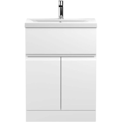 Hudson Reed Urban Floor Standing Vanity Unit with Basin 1 Satin White - 600mm Wide (1/5)